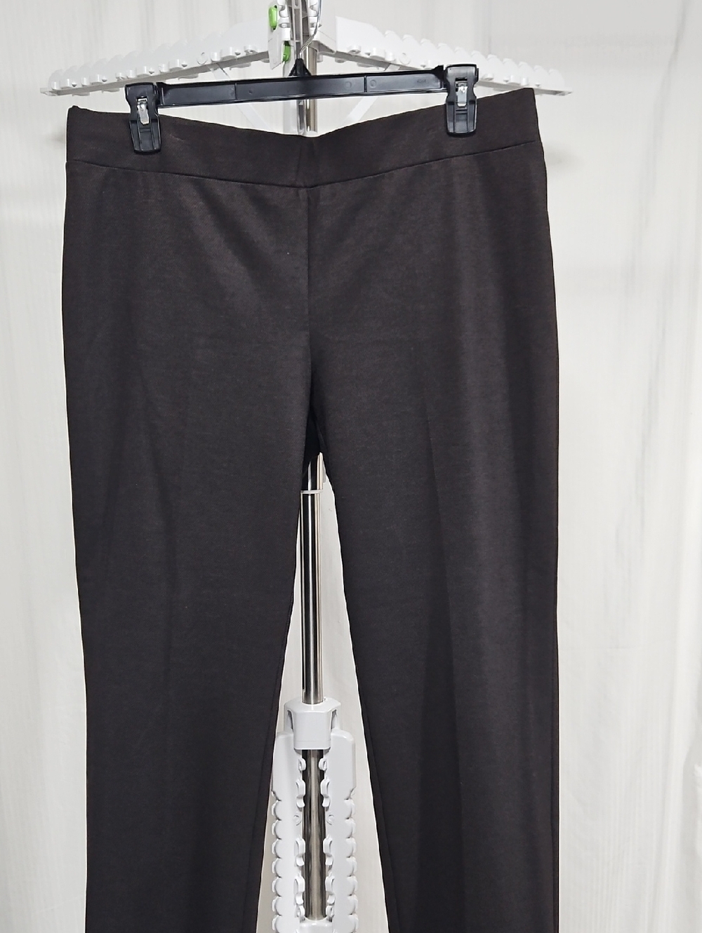 Kasper Dark Brown Tweed Straight-Leg Pull-On Trousers
